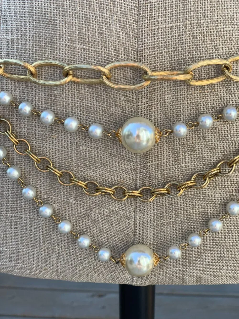 Vintage Chain Hip Waist Belt Gold Pearl Beads Bikini Beach Festival Boho Retro